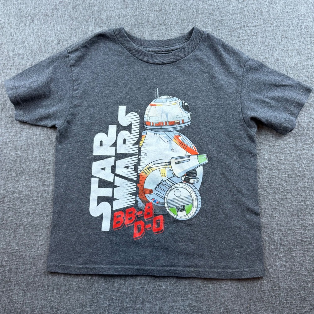 Mad Engine Star Wars T-Shirt Kids‎ S Grey BB-8 D-O Graphic Short Sleeve Tee